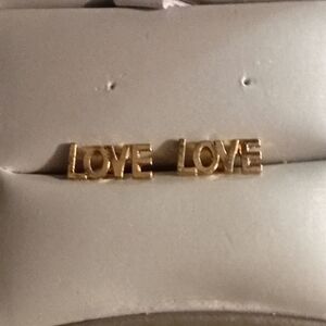 Gold Toned 'LOVE' Stud Earrings